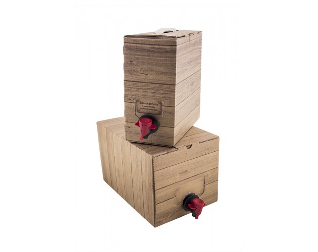 BAG IN BOX karton 5 l potisk dřeva + plastové ucho (R, 600)