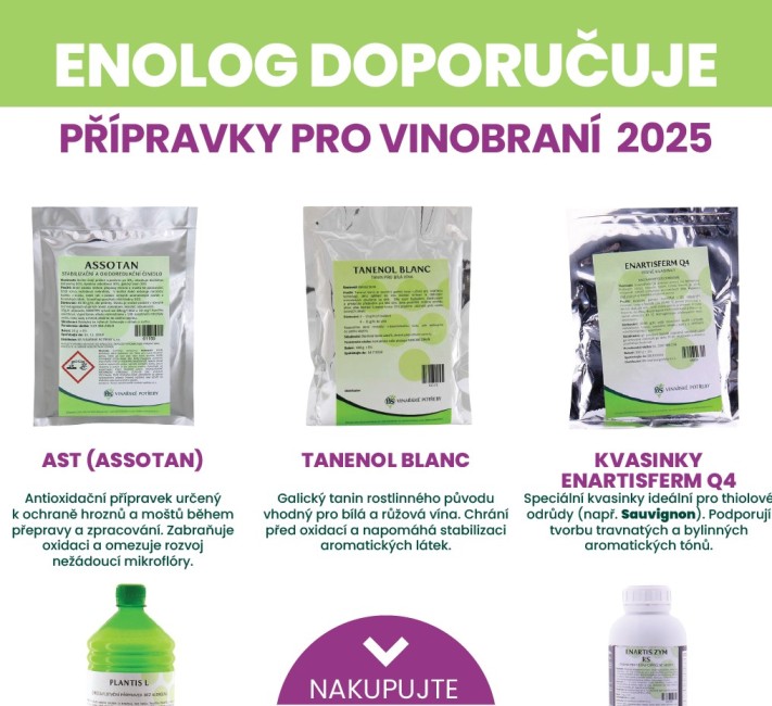 ENOLOG DOPORUČUJE přípravky pro vinobraní 2025