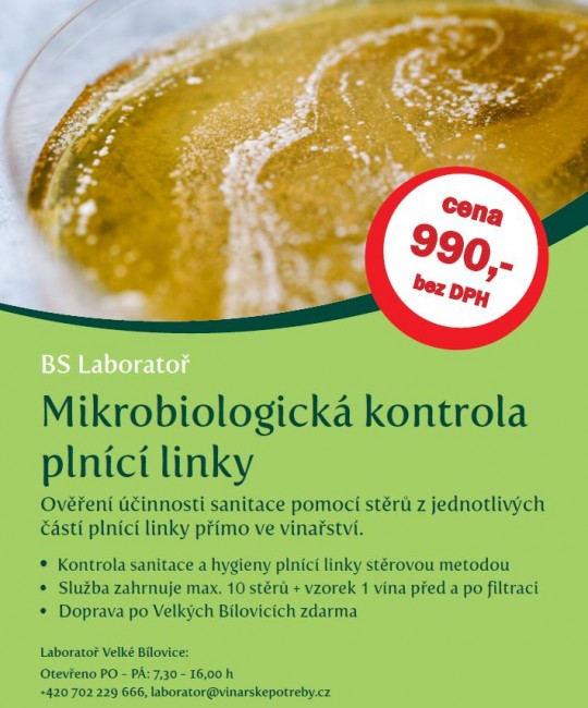 HACCP kontrola kritických bodů na plnící lince - BS vinařské potřeby