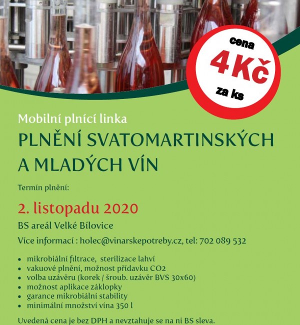 Plnění Svatomartinských vín mobilní linkou