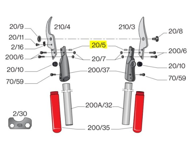 Náhradní čep k zajištění čepelí 20/5 FELCO  (na dvouruční nůžky 210A)