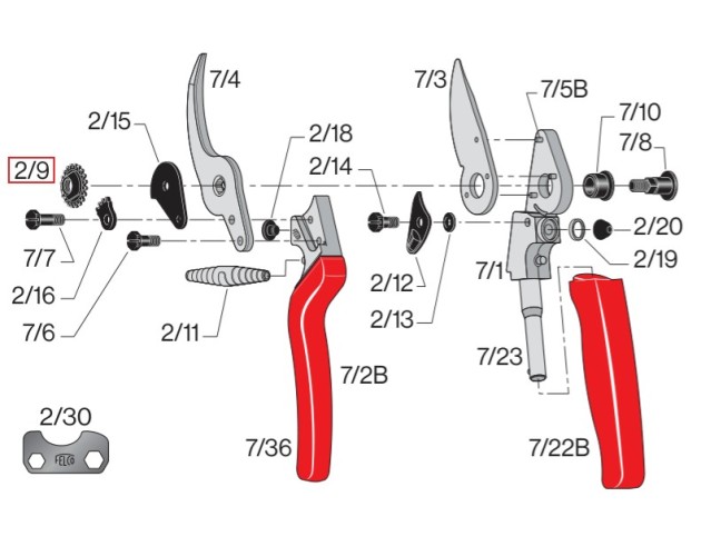 Matice 2/9 FELCO středového šroubu ozubená