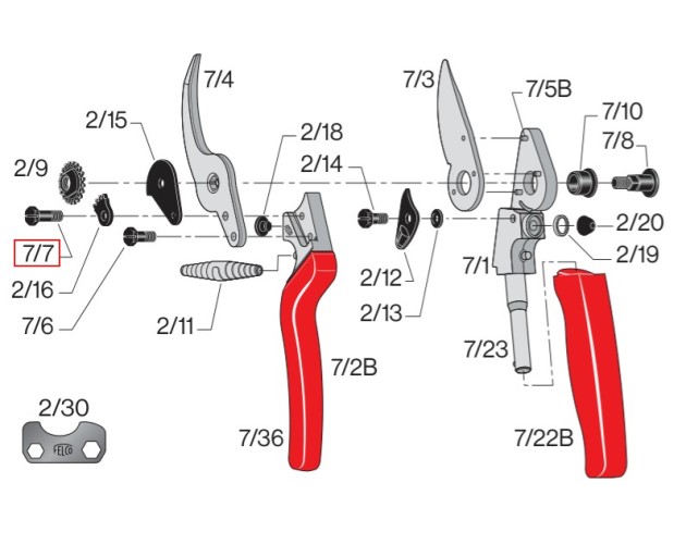 Šroub 7/7 FELCO pacičky k zajištění (na č.7,8,9,10)