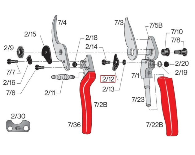 Pojistka 2/12 FELCO proti otevření nůžek (na č.2,6,7,8,11)