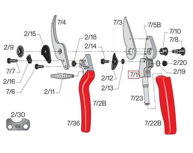 Rameno + hřídel rukojeti 7/1 FELCO (na č. 7)