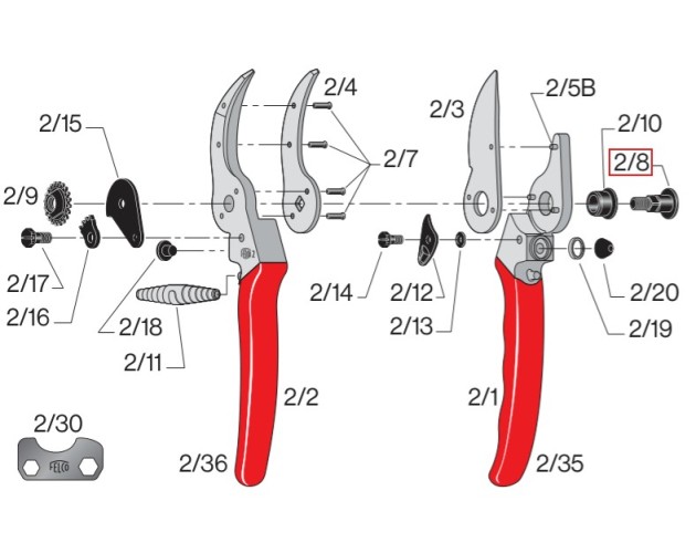 Středový šroub 2/8 FELCO (na č.2)