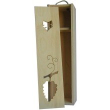 Dřevěná kazeta na 1 láhev (nízká, dřevěné čelo s výřezem hroznu) - doprodej