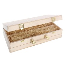 Dřevěná kazeta KUFR na 2 láhve (vysoké) s kovovým madlem