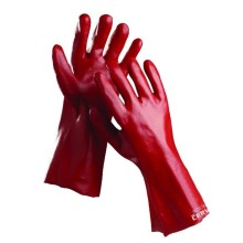 Rukavice REDSTART červené PVC 6035 dlouhé